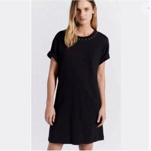 Current/Elliott T-Shirt Dress Womens 1 Small Black The Glitter Rock Short Sleeve